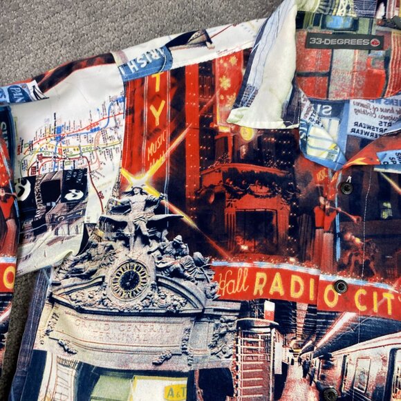 Vintage 33 Degrees New York All Over Print Button Down Shirt Men's Medium 90s - Picture 5 of 14